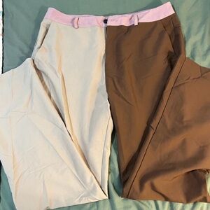 Reclaimed Vintage Cream and Brown Dress Pants Classic Style
